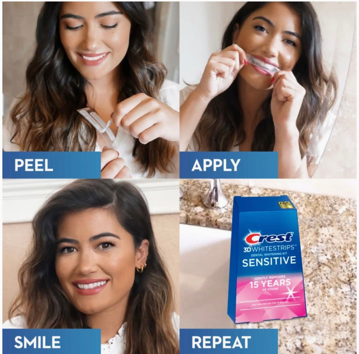 Crest 3D Whitestrips - Sensitive (Pour les dents sensibles) 🦷🌿 36 Bandes