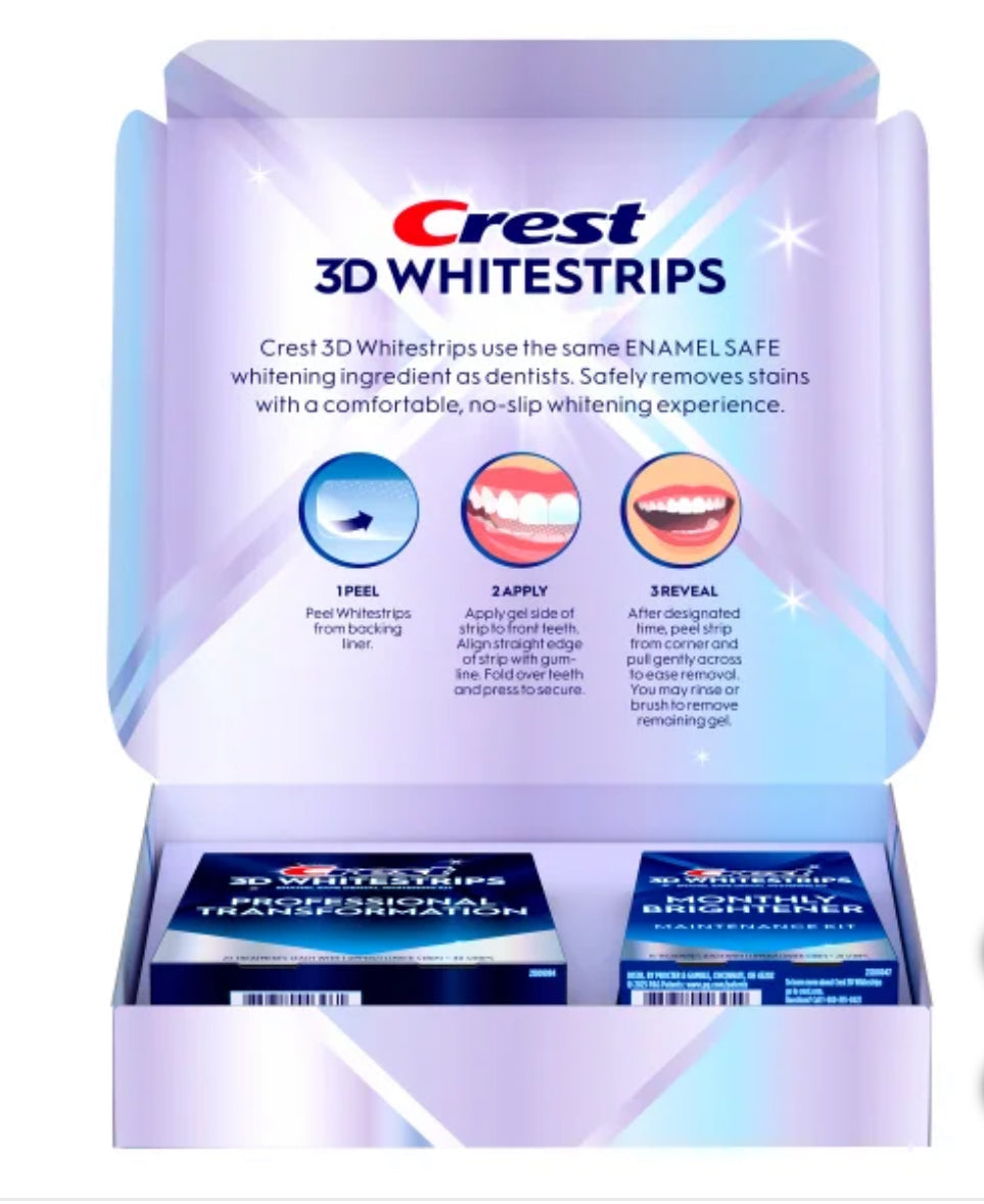 Crest 3D Whitestrips Pro Effects + Bonus 1 Hour Express (Pack de 2) 🎁