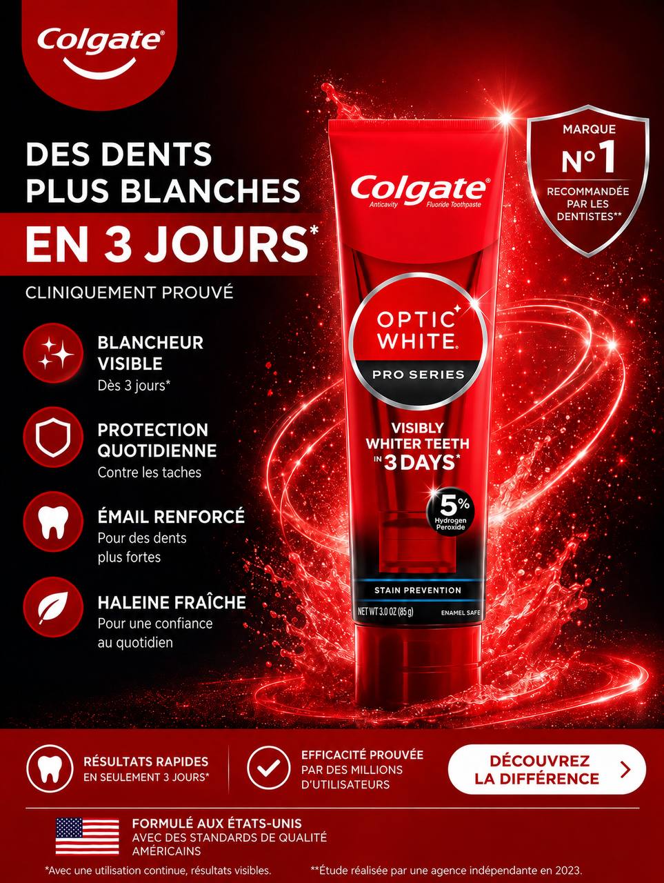 Dentifrice Blanchissant Colgate Optic white - Pro Series 5 % Péroxyde
