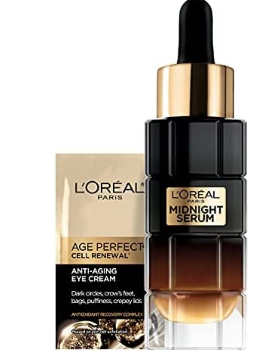 NEWS L'Oreal Paris Age Perfect Cell Renewal Midnight Sérum anti-âge pour le visage avec antioxydant breveté, lisse les rides, raffermit, revitalise + échantillon de crème pour les yeux