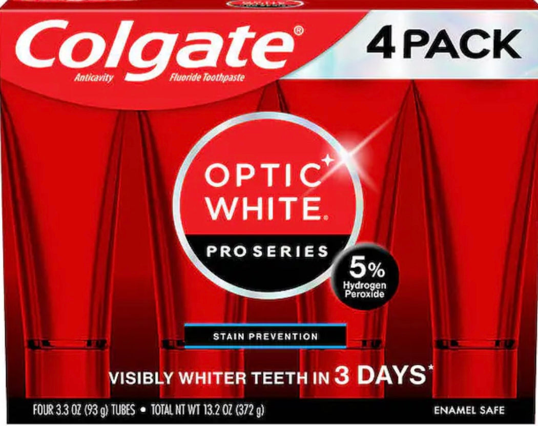 Colgate Optic White Pro Series Whitening 3.3oz, (pack de 4 )