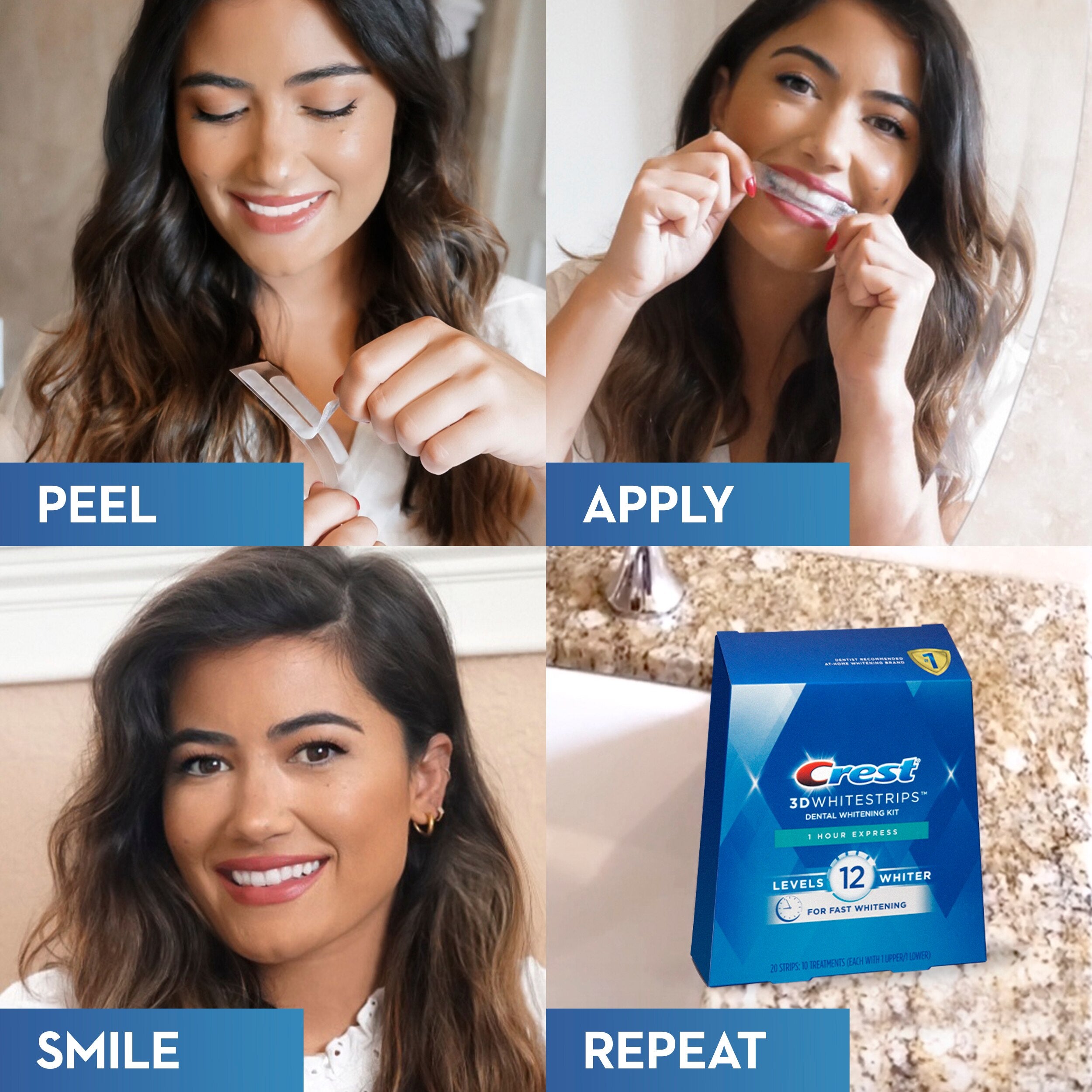 CREST 3D WHITE STRIPS 1 HEURE EXPRESS