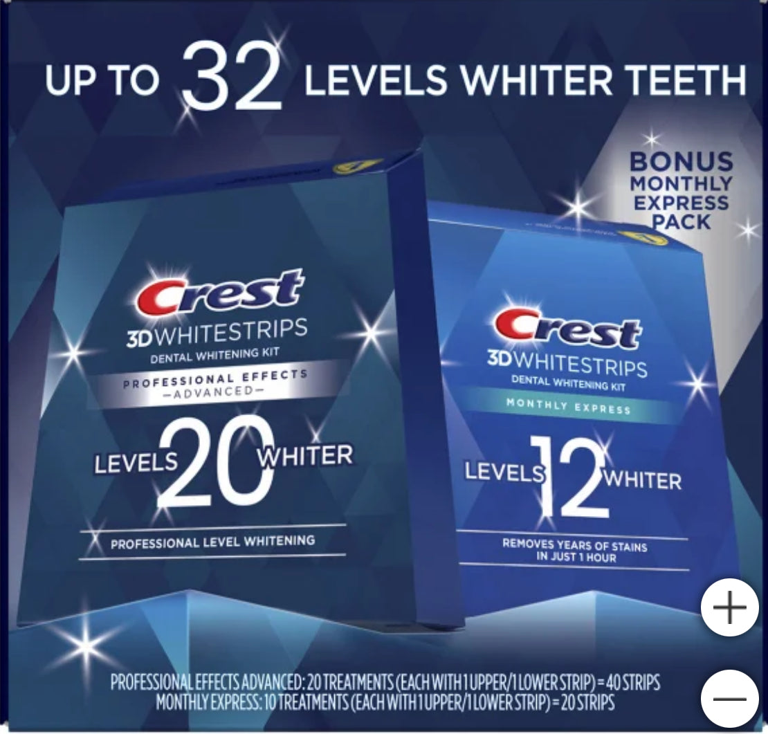 "Crest 3D Whitestrips Pro Effects + Bonus 1 Hour Express (Pack de 2)"